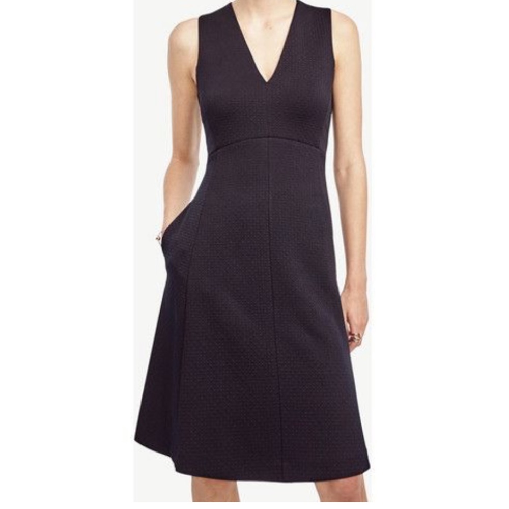 Ann Taylor tall 4 jacquard flare navy blue